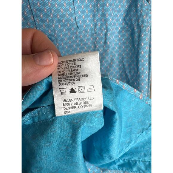 Cinch Men's Button-Up Shirt Large Blue Pink Small Diamond Print Western Rodeo - Picture 8 of 8